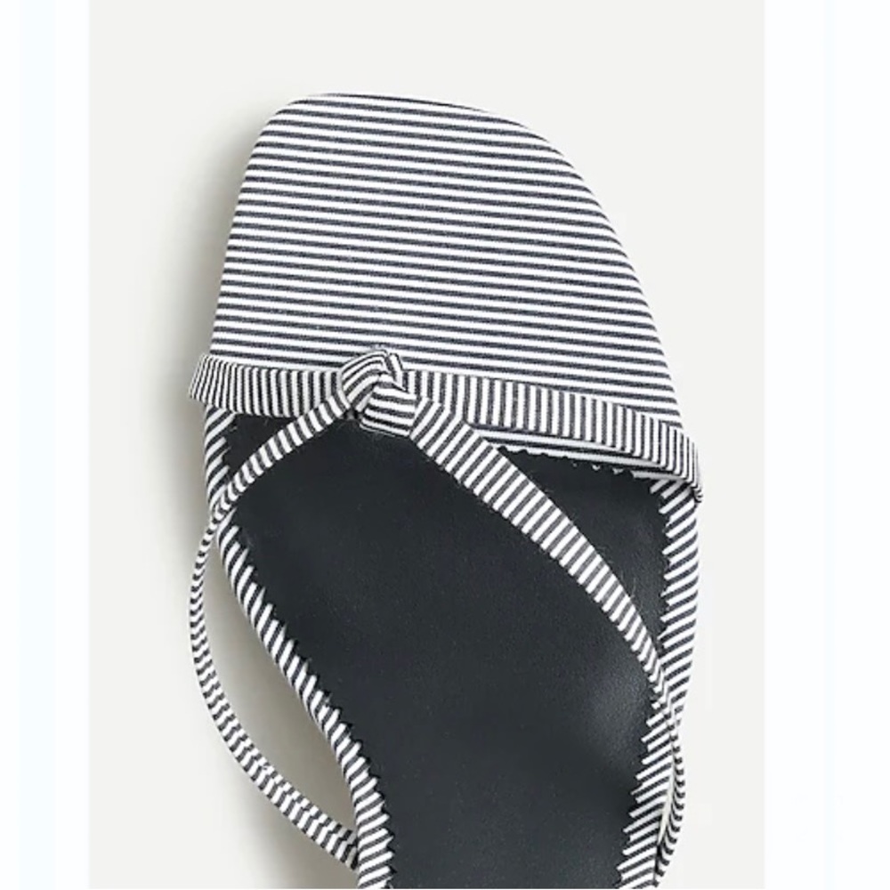 NEW J. Crew Skinny Cross-strap Striped Navy Blue & White Sandals Spring - Picture 3 of 4